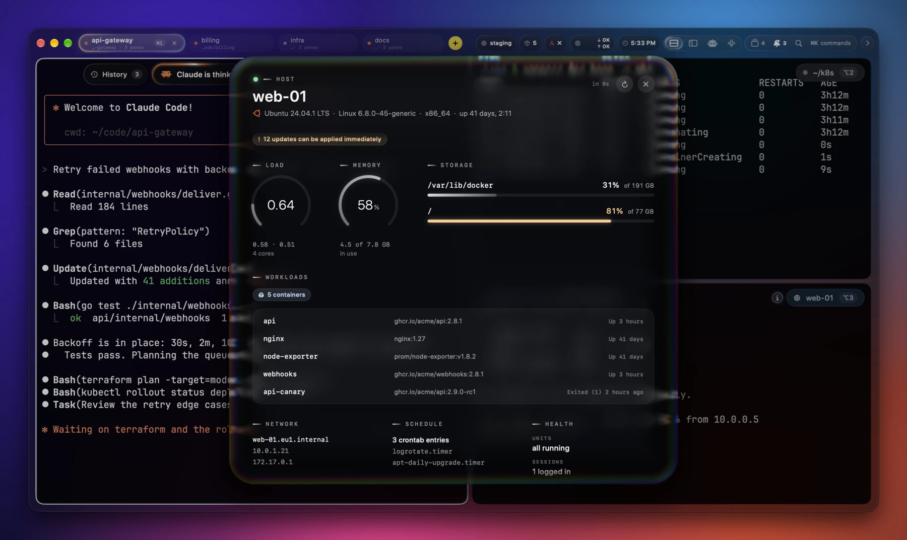 Host Overview of an Ubuntu server