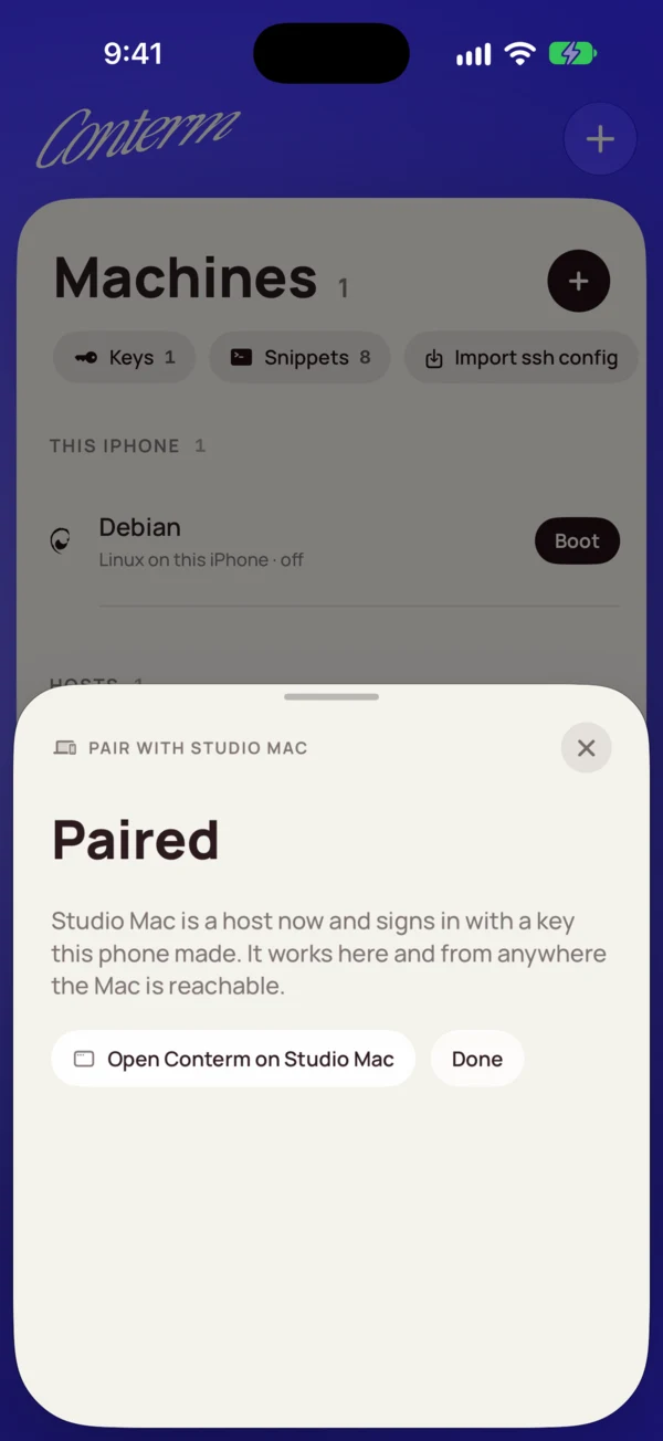 Pairing with a Mac on the local network